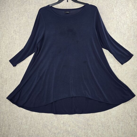 Alfani Womens Navy A-Line Tunic Top 2X Polyester Spandex Blend - Picture 1 of 7